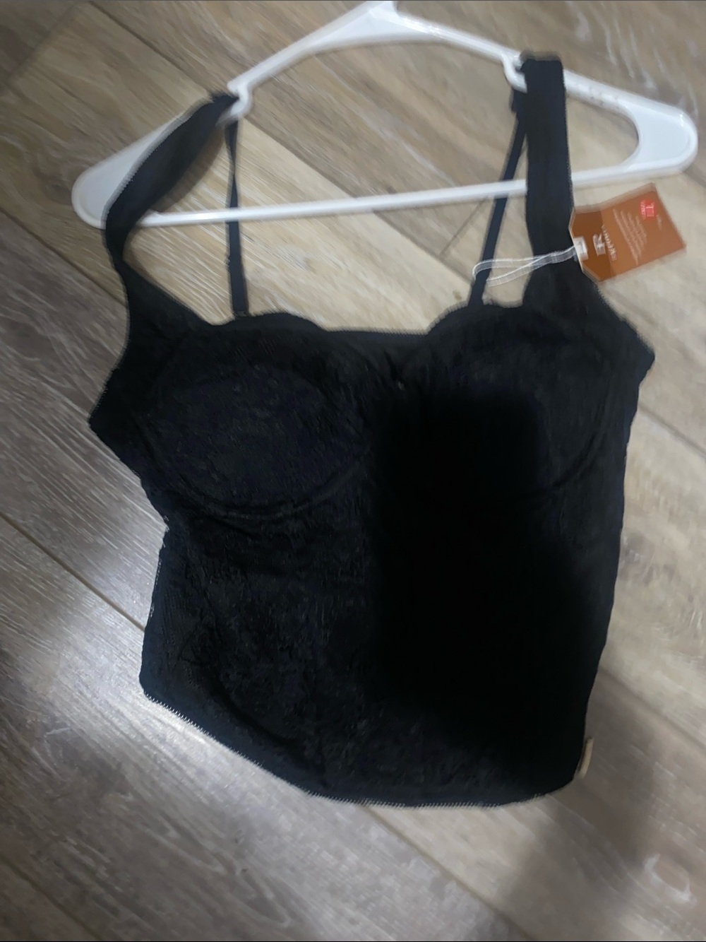 ReoRia Black Lace Longline Bustier Top